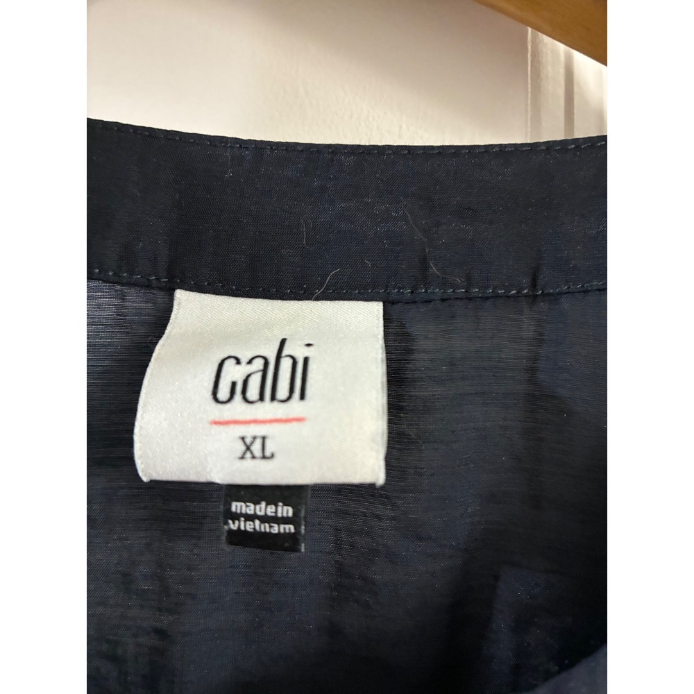 Cabi Navy Blue Sleeveless Tuxedo Pleated Bib Blouse Top XL formal lux retail $89